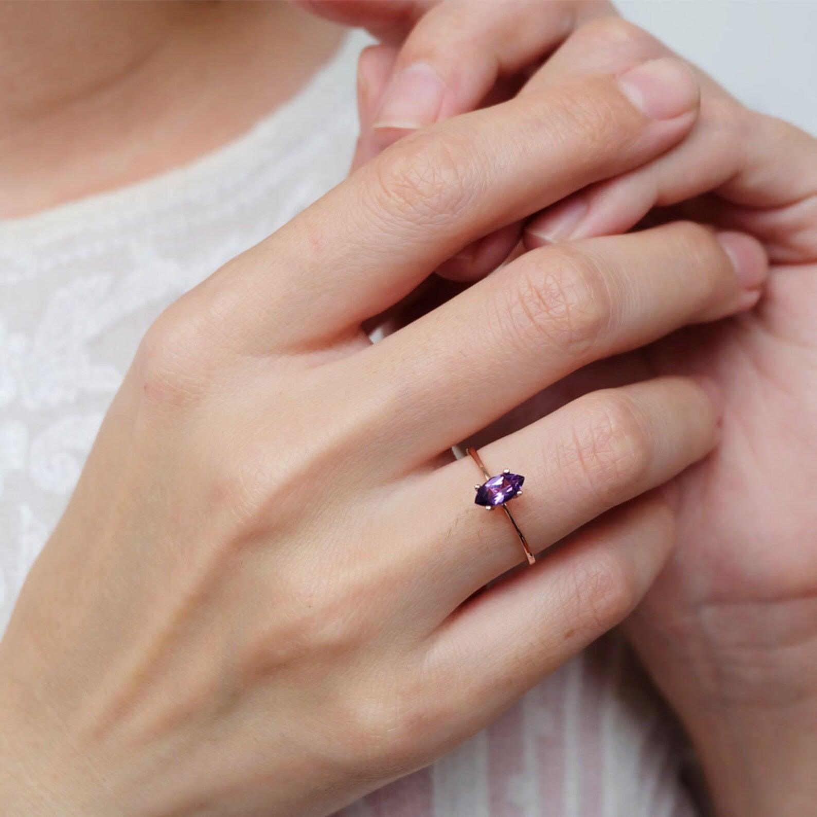 Amethyst Solitaire Ring Adrianne - SOVATS