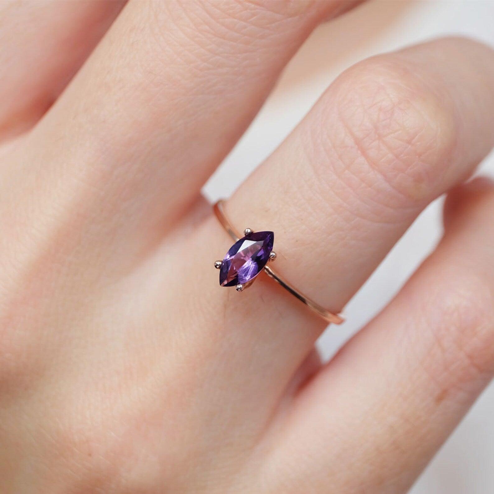 Amethyst Solitaire Ring Adrianne - SOVATS
