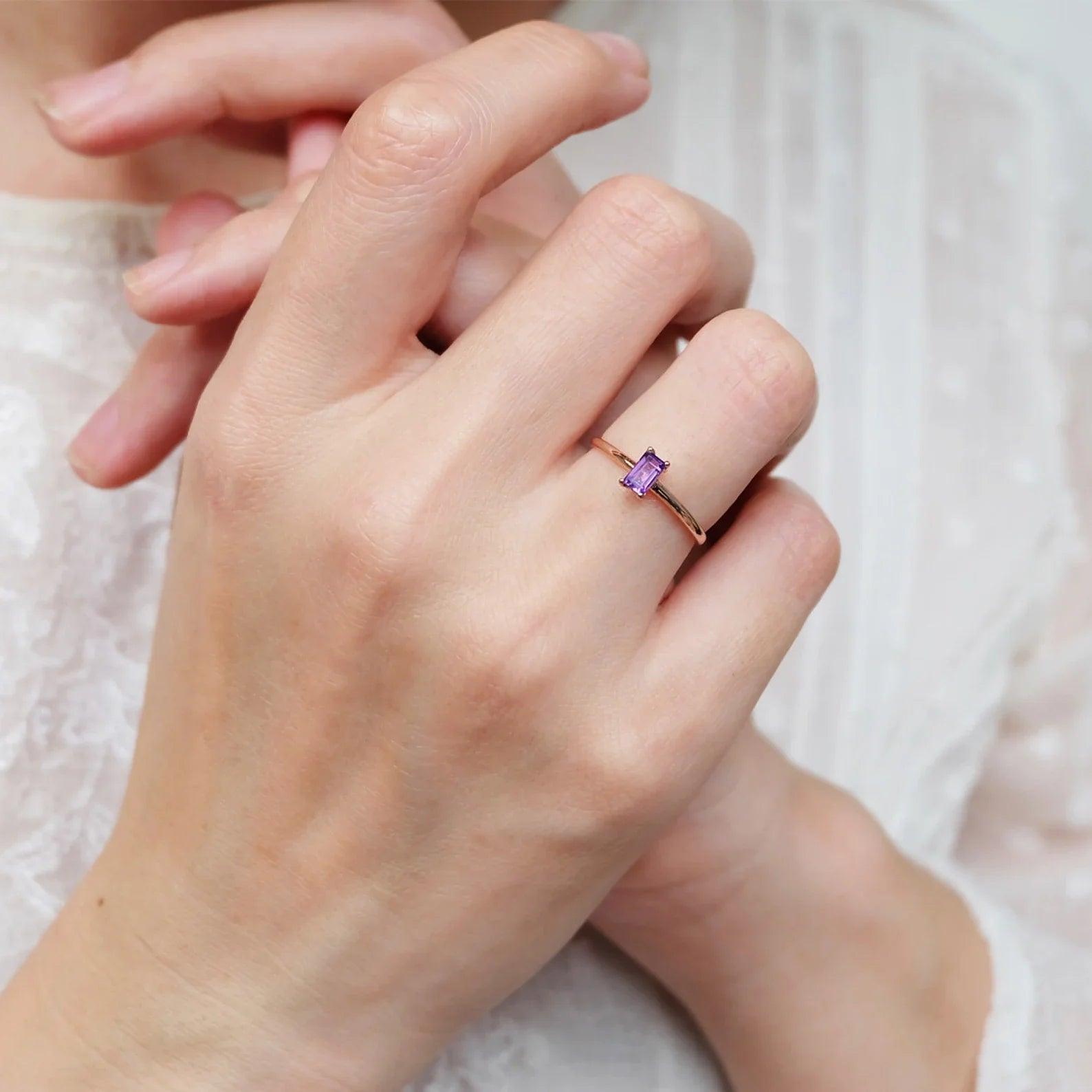 Amethyst Solitaire Ring Troyan - SOVATS