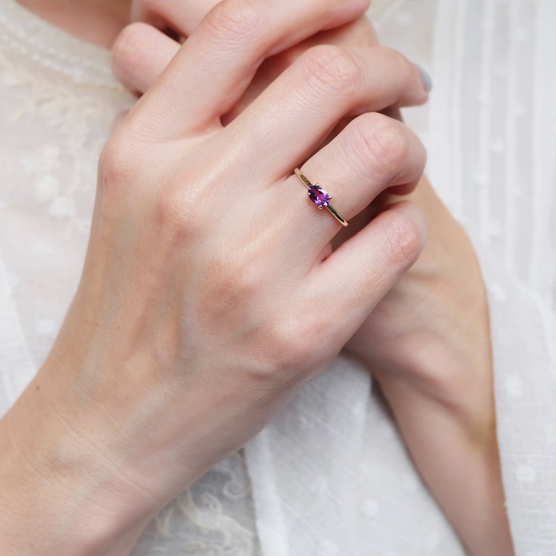 Amethyst Solitaire Ring Yenna - SOVATS