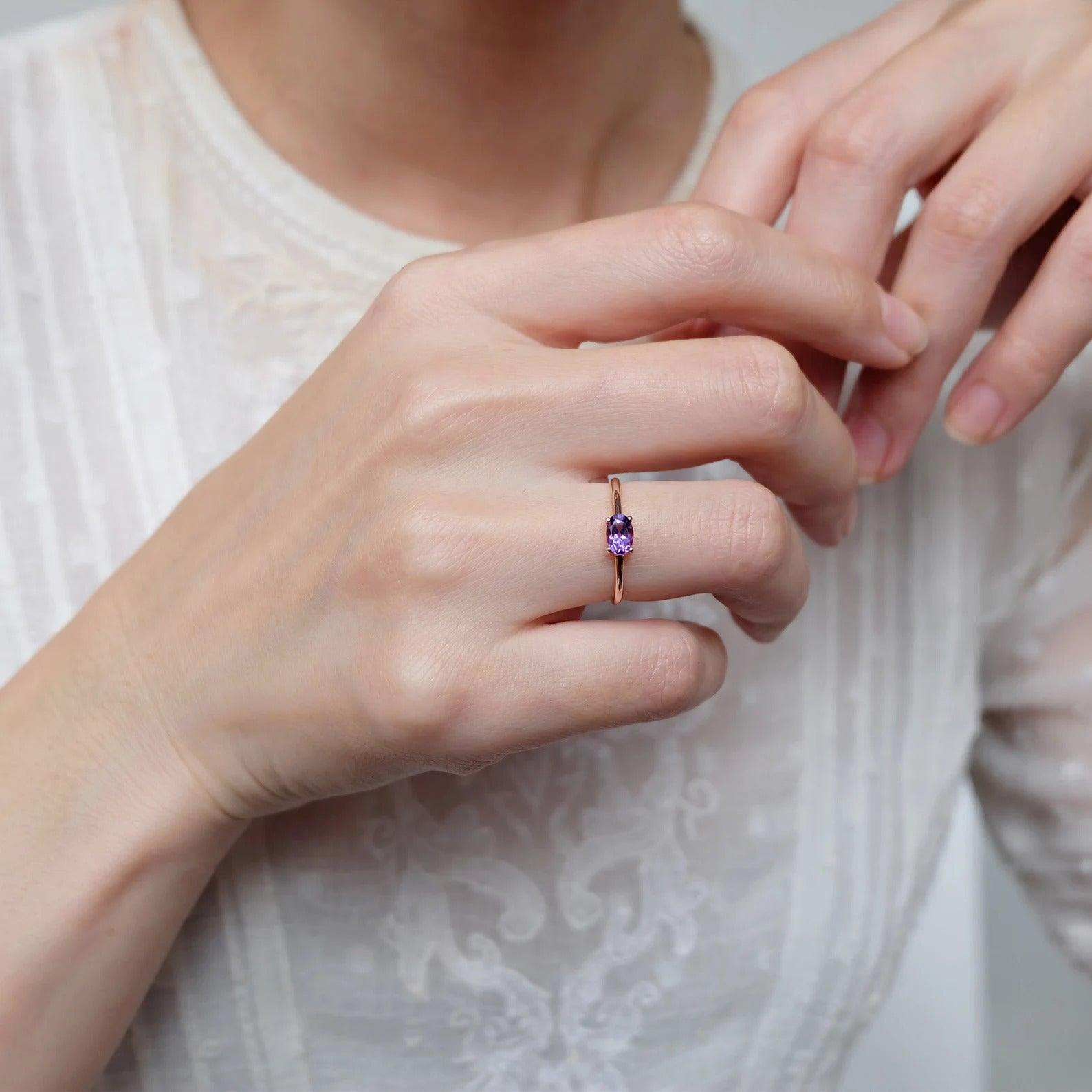 Amethyst Solitaire Ring Yenna - SOVATS