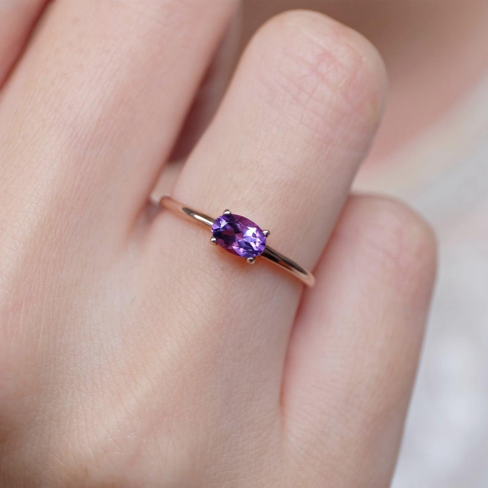 Amethyst Solitaire Ring Yenna - SOVATS