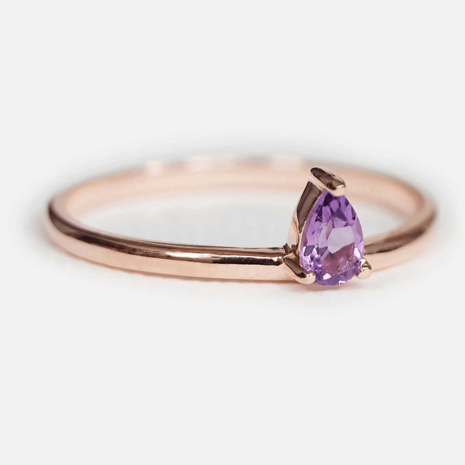 Amethyst Teardrop Solitaire Ring Ciel - SOVATS