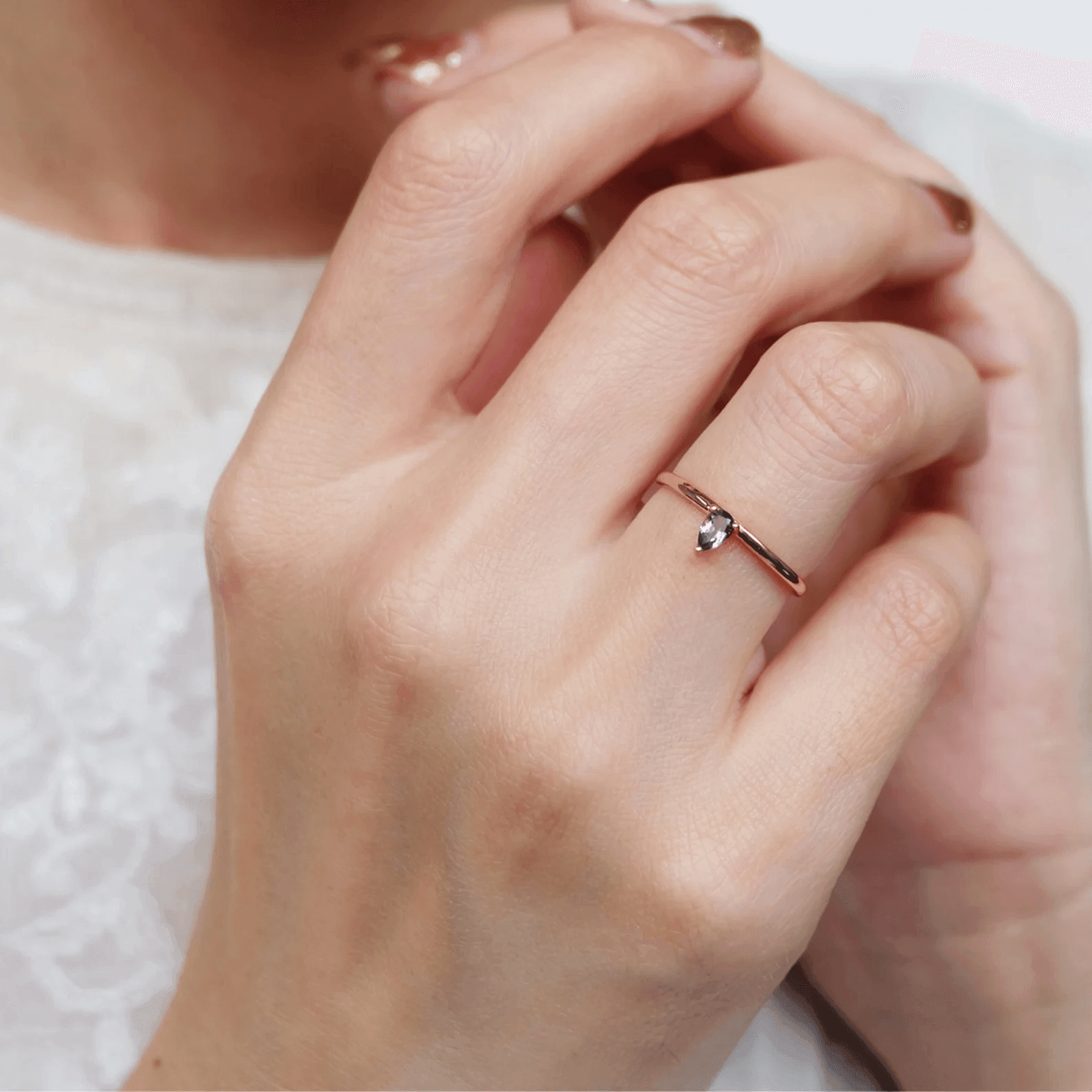 Amethyst Teardrop Solitaire Ring Ciel - SOVATS