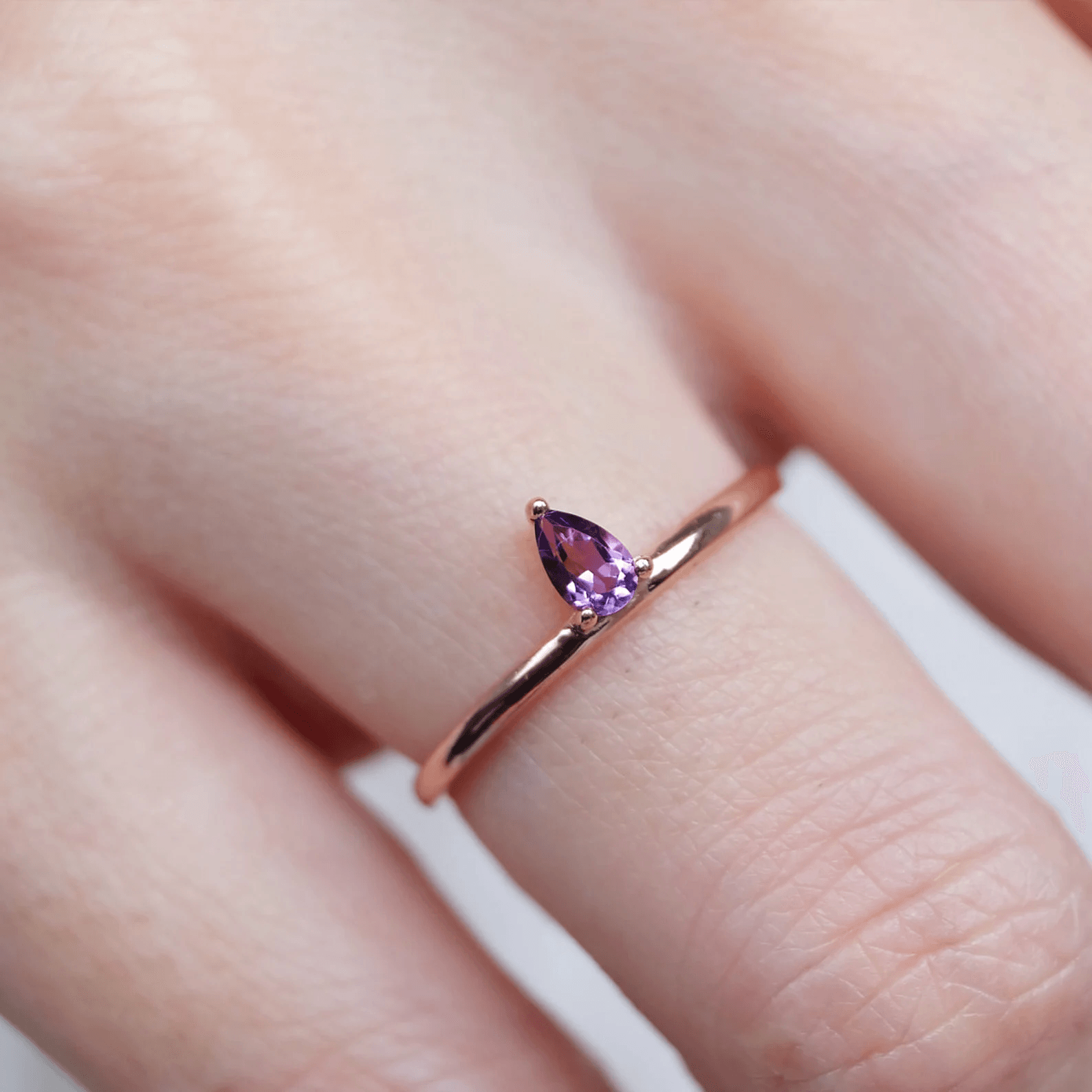 Amethyst Teardrop Solitaire Ring Ciel - SOVATS