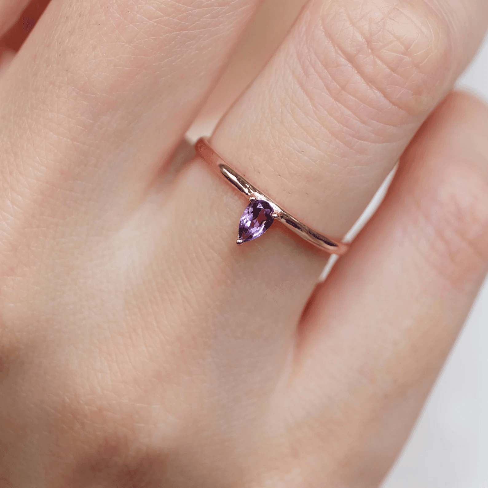 Amethyst Teardrop Solitaire Ring Ciel - SOVATS