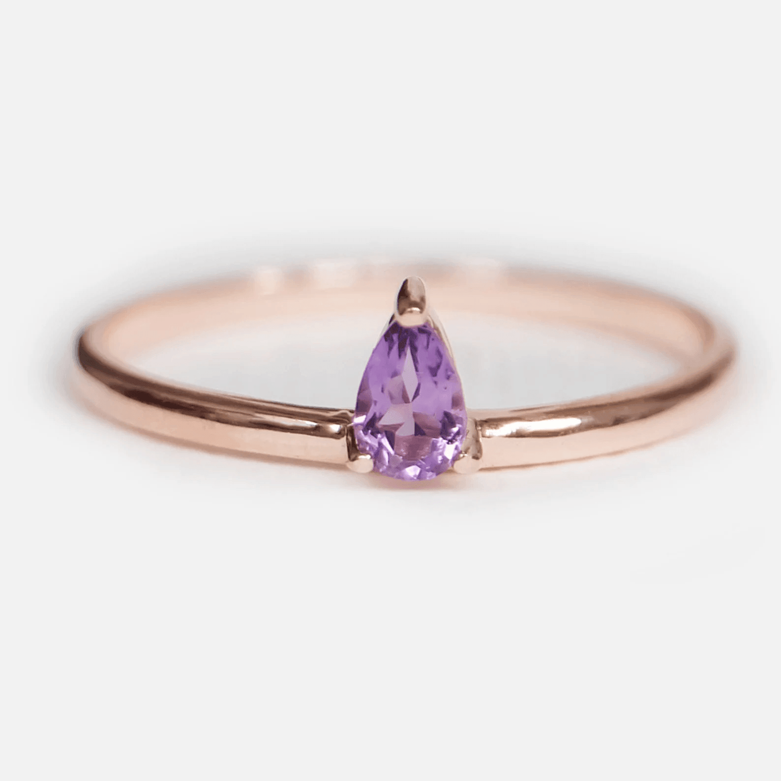 Amethyst Teardrop Solitaire Ring Ciel - SOVATS