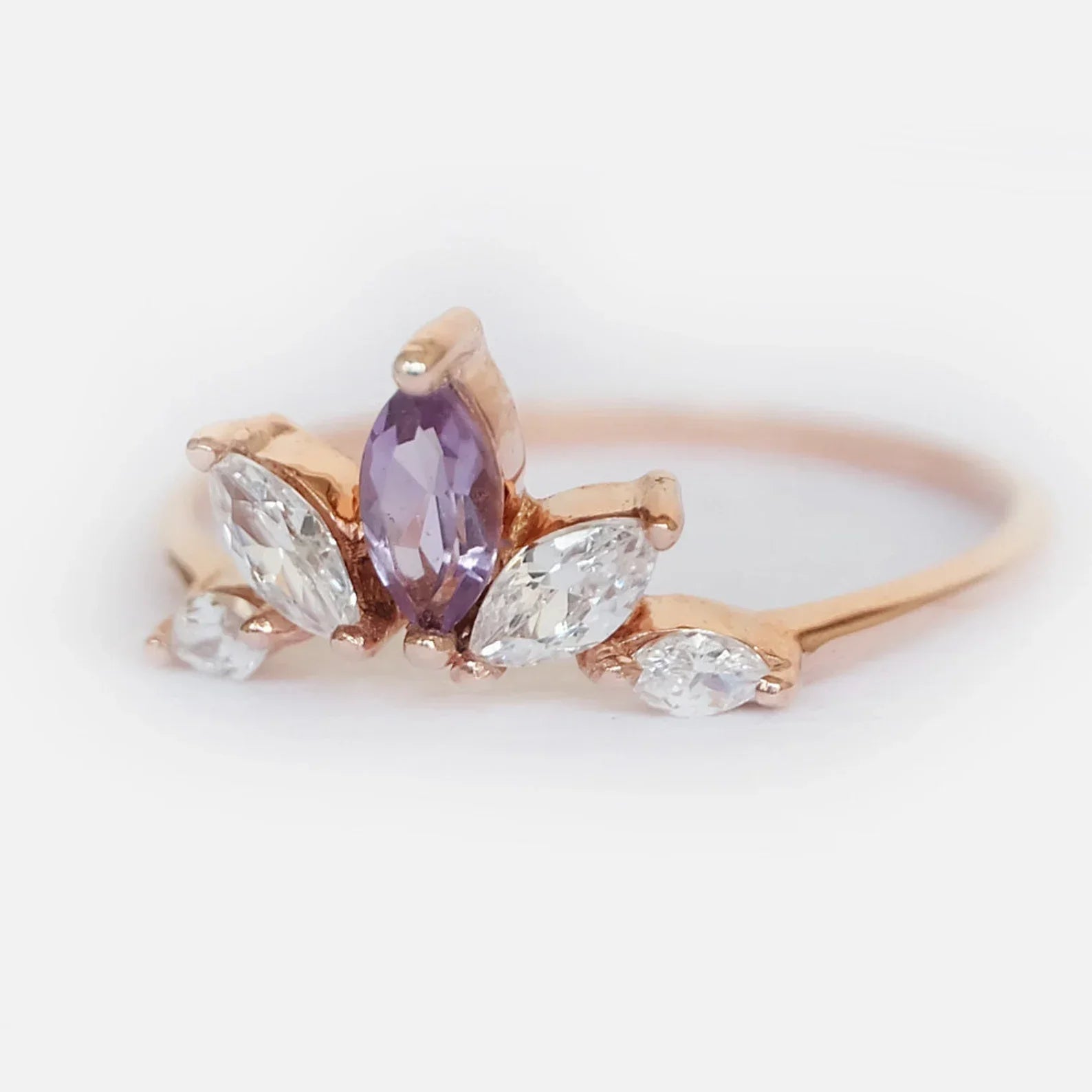 Amethyst White Topaz Ring Enu - SOVATS