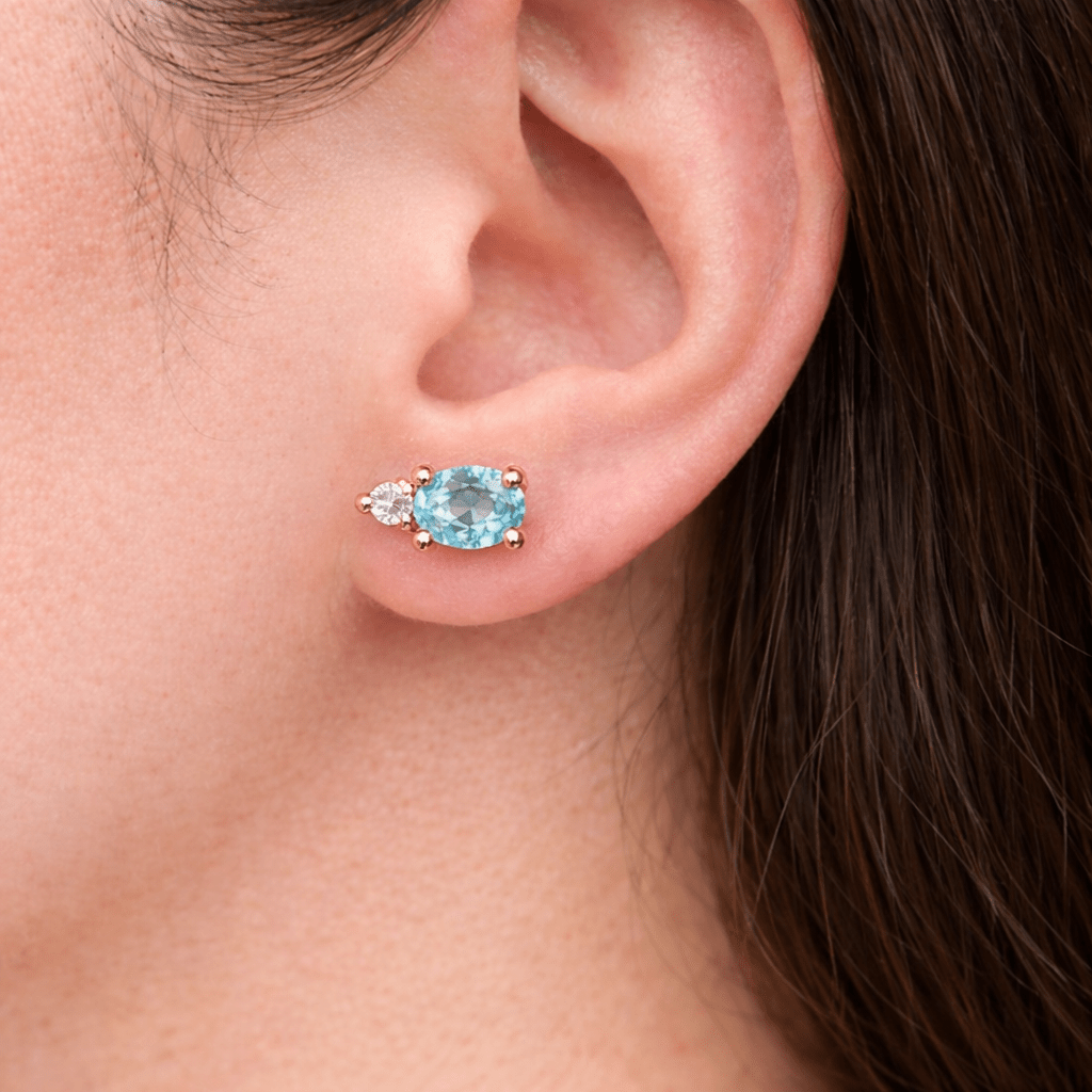 Aquamarine Diamond Earrings Sima - SOVATS