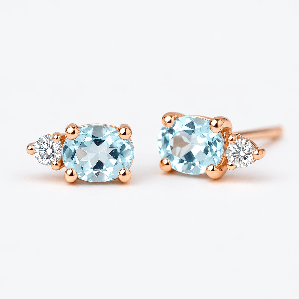 Aquamarine Diamond Earrings Sima - SOVATS