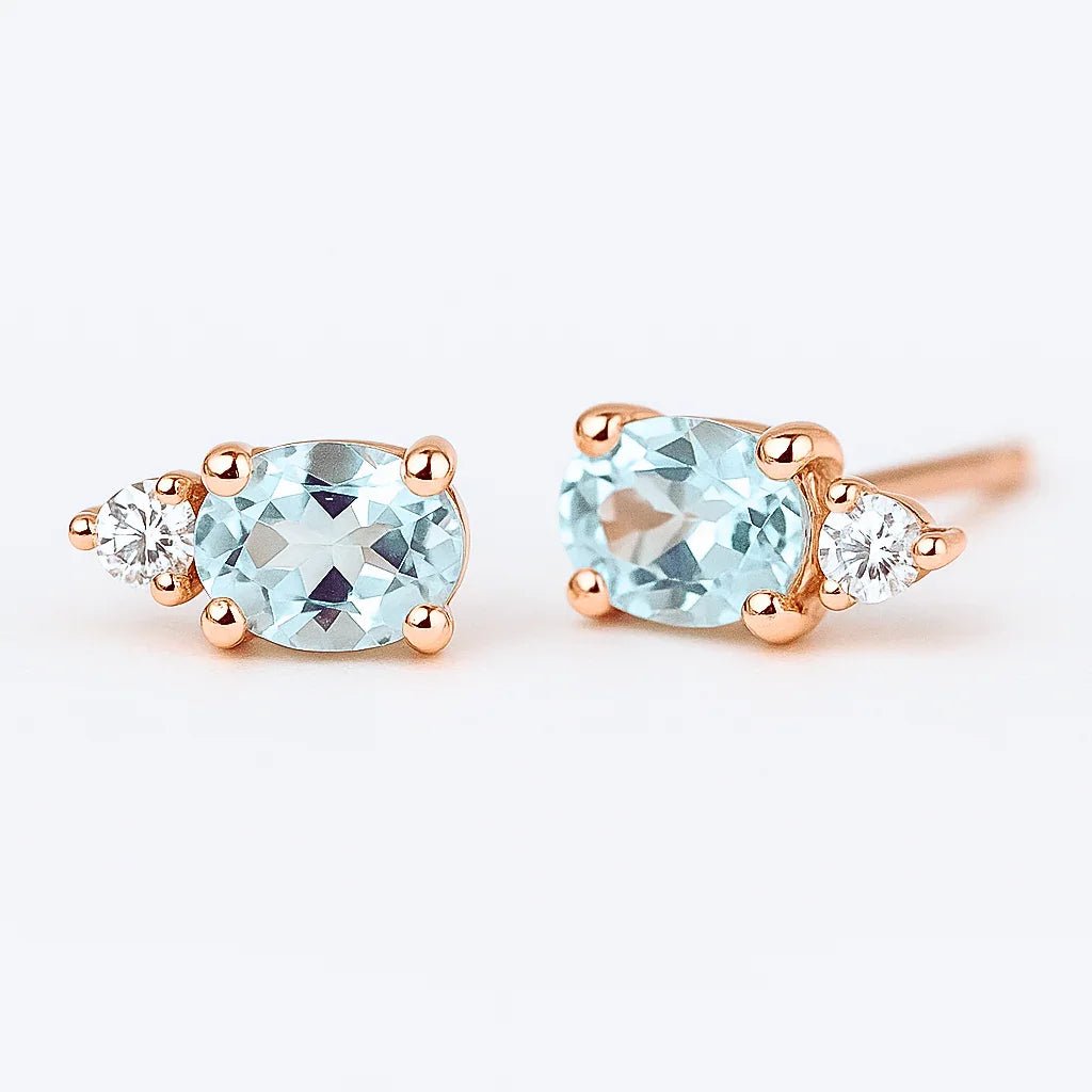 Aquamarine Diamond Earrings Sima - SOVATS