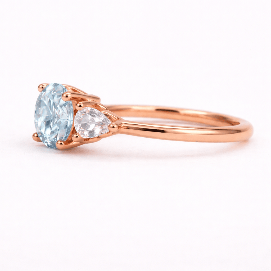 Aquamarine Diamond Engagement Gold Ring Aquiris - SOVATS