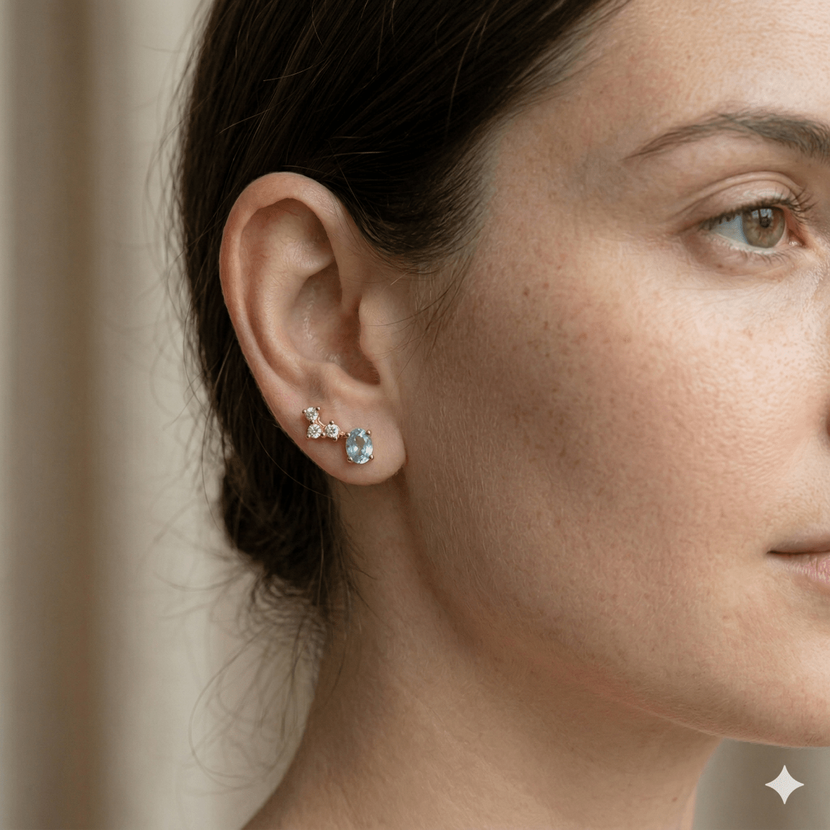 Aquamarine Diamond Gold Earrings Amity - SOVATS