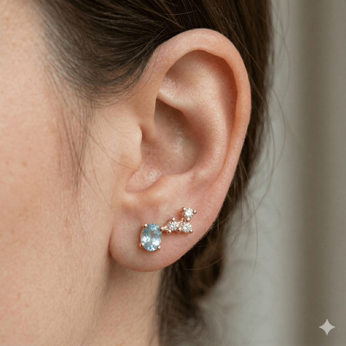 Aquamarine Diamond Gold Earrings Amity - SOVATS