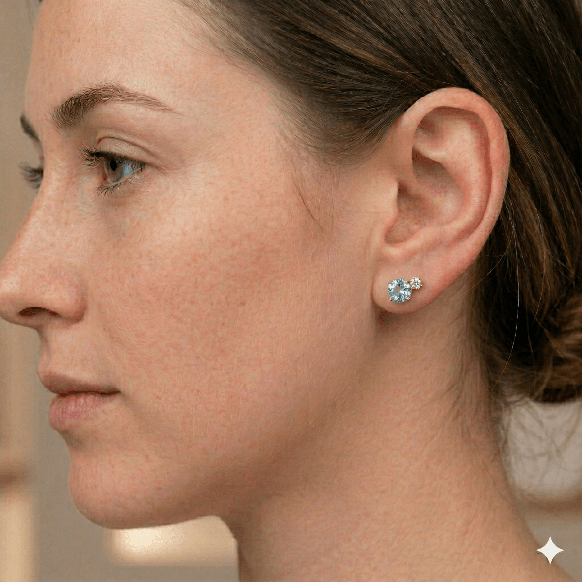 Aquamarine Diamond Gold Earrings Melia - SOVATS