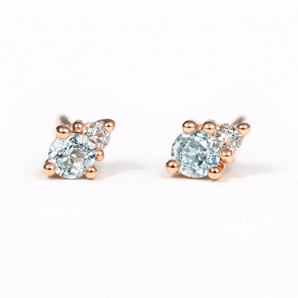 Aquamarine Diamond Gold Earrings Melia - SOVATS