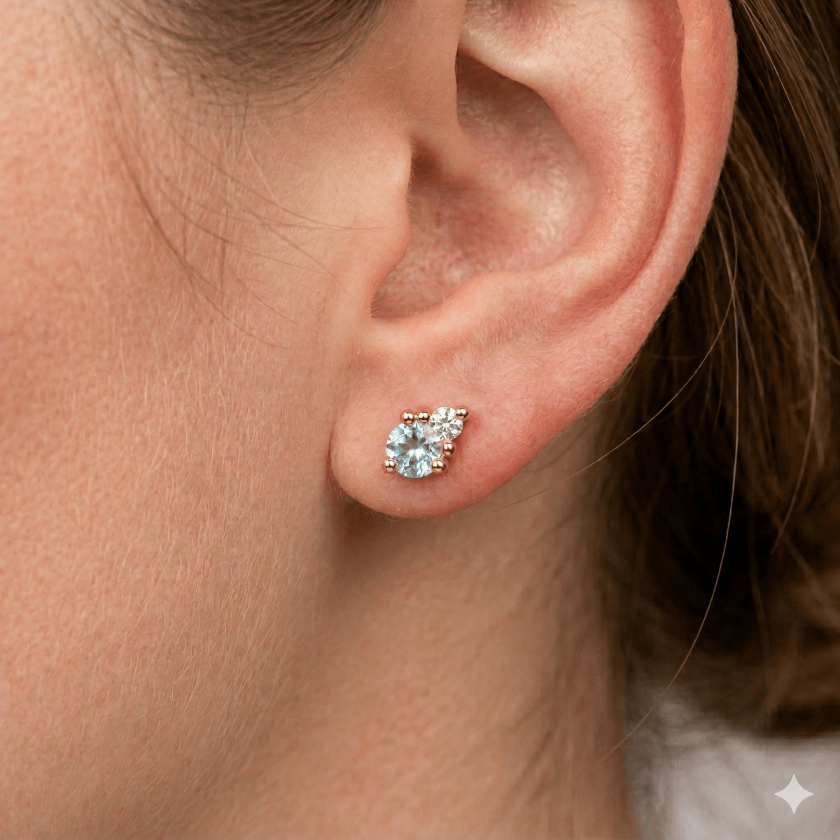 Aquamarine Diamond Gold Earrings Melia - SOVATS