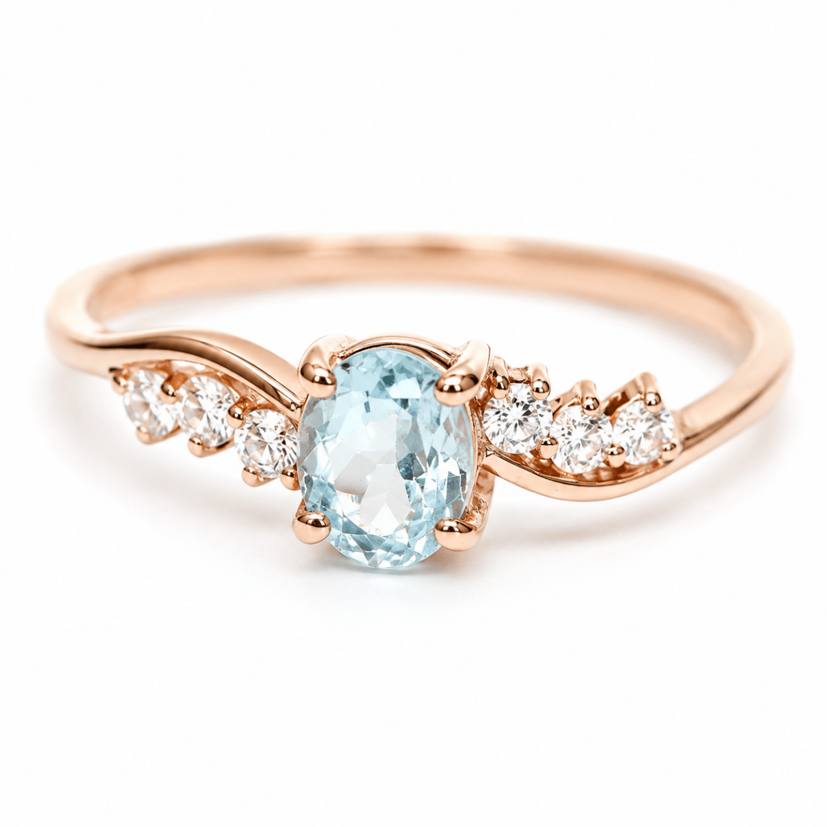 Aquamarine Diamond Gold Ring Avdotya - SOVATS