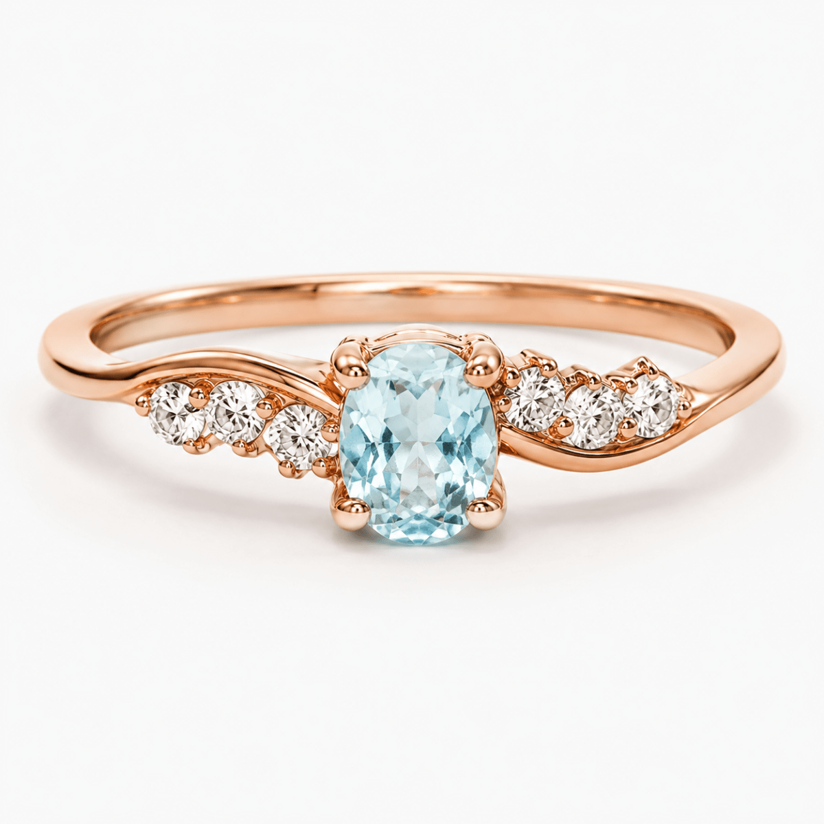 Aquamarine Diamond Gold Ring Avdotya - SOVATS