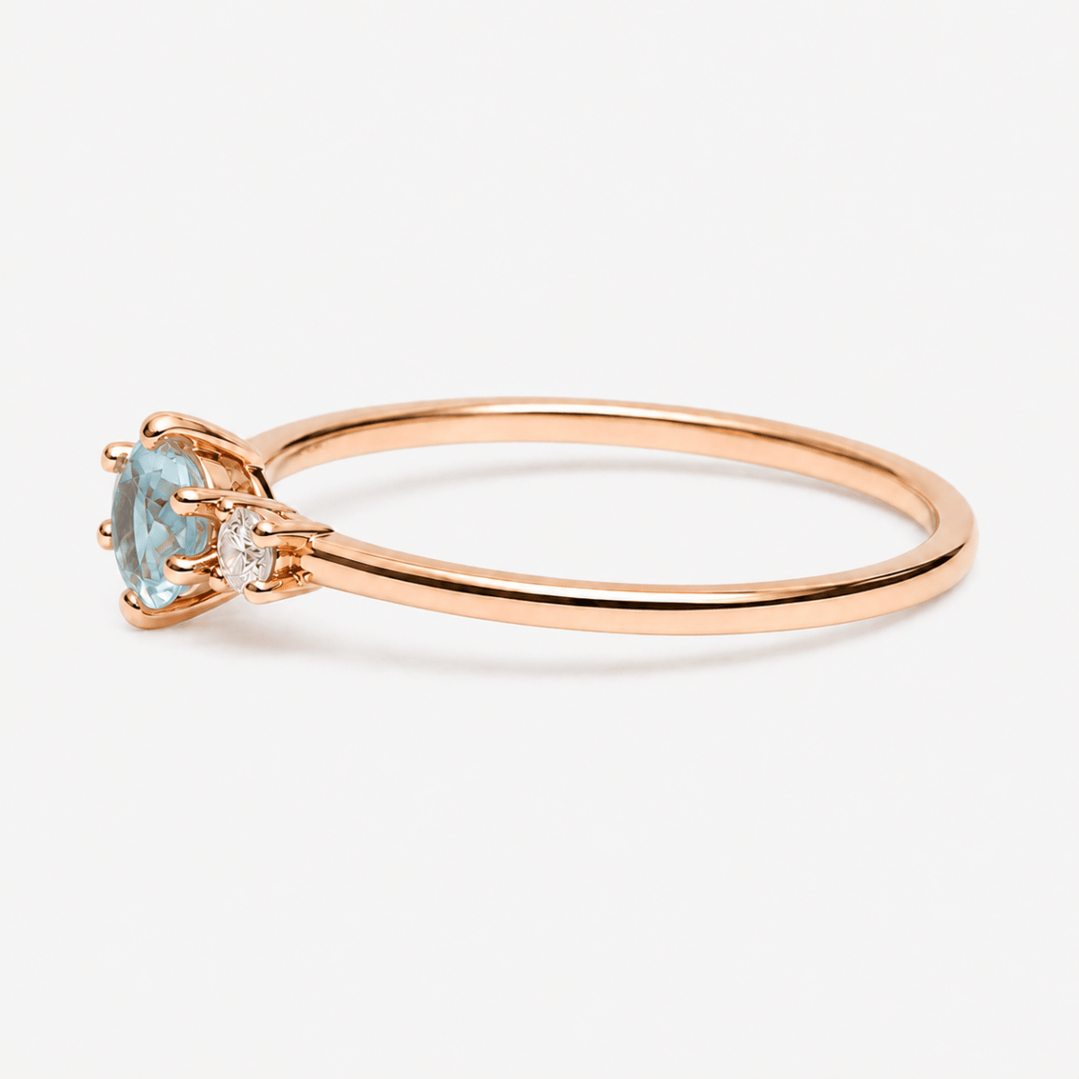 Aquamarine Diamond Gold Ring Toki - SOVATS