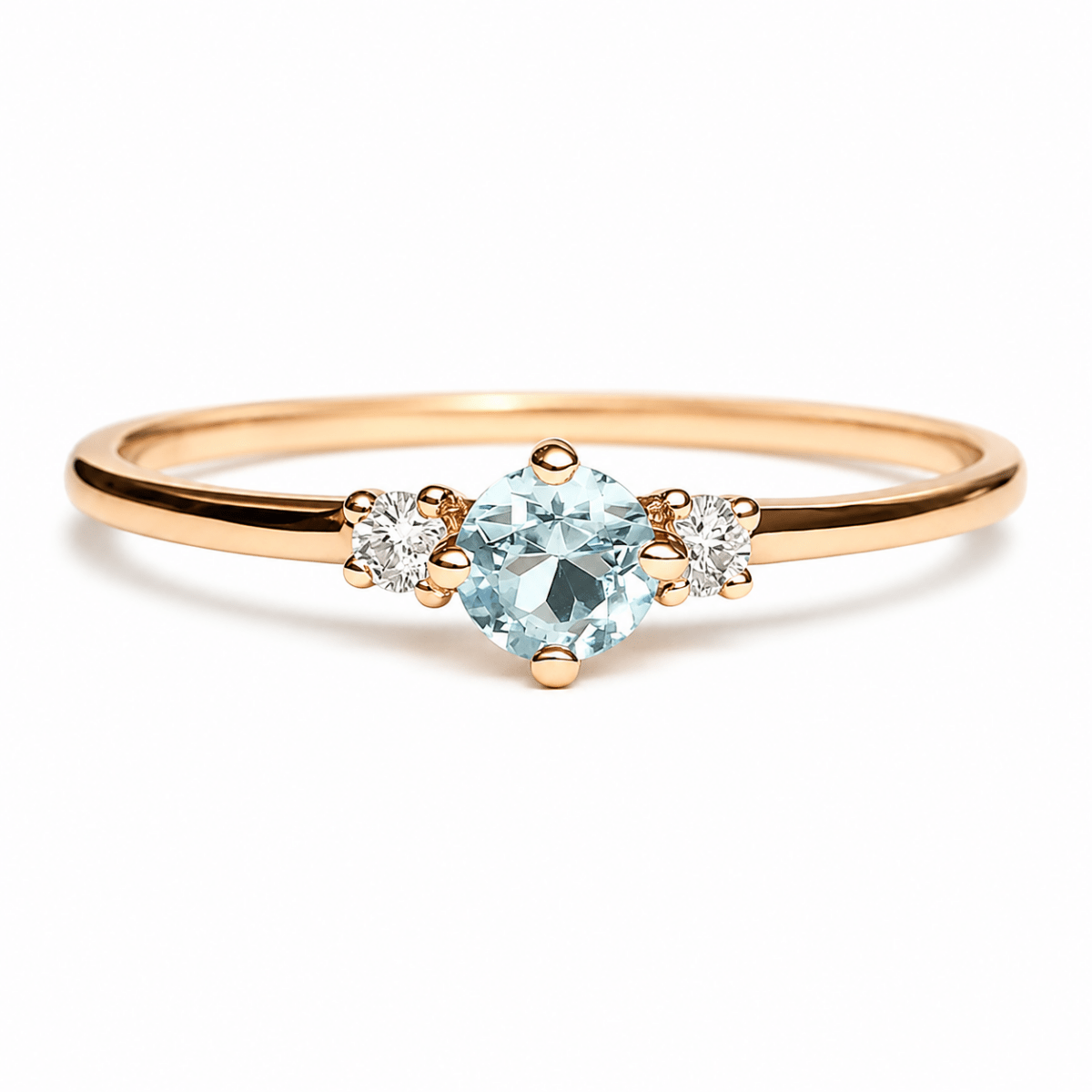 Aquamarine Diamond Gold Ring Toki - SOVATS