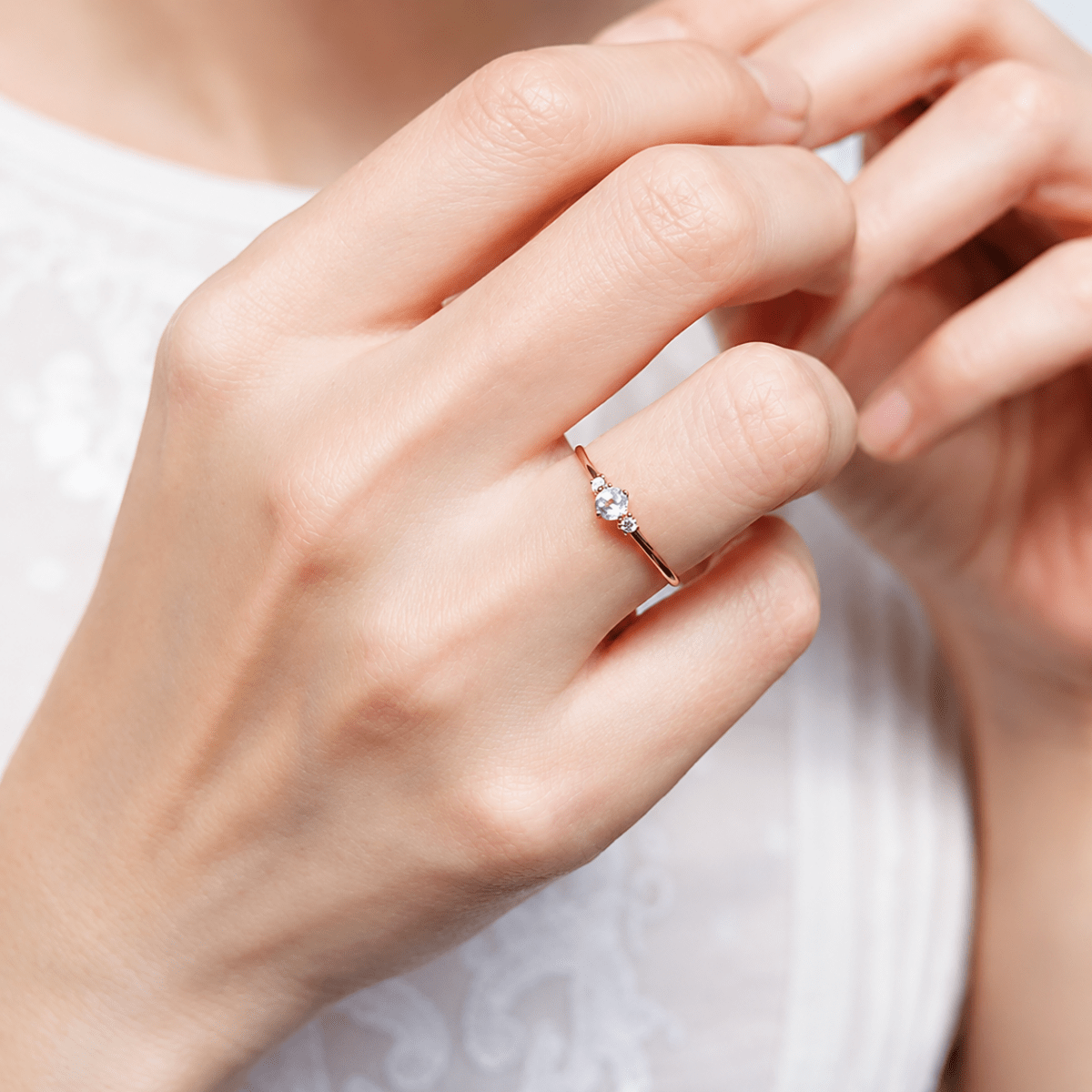 Aquamarine Diamond Gold Ring Toki - SOVATS