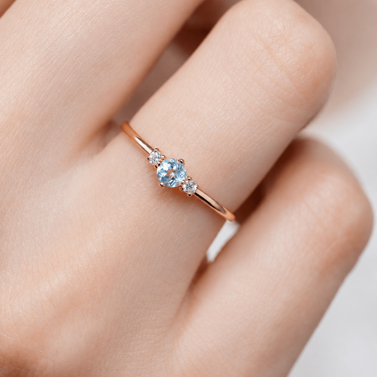 Aquamarine Diamond Gold Ring Toki - SOVATS