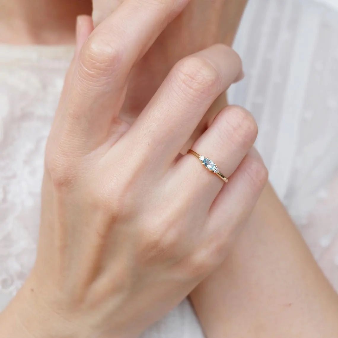 Aquamarine Diamond Ring Afina - SOVATS