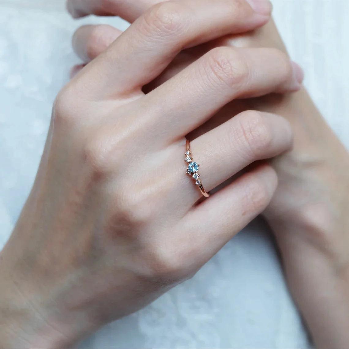 Aquamarine Diamond Ring Amiya - SOVATS