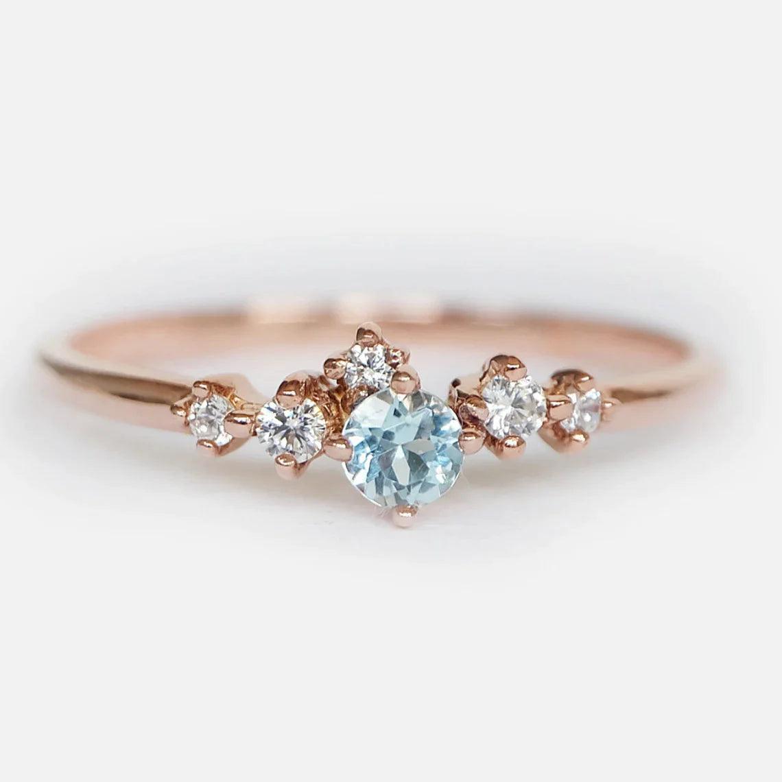 Aquamarine Diamond Ring Amiya - SOVATS