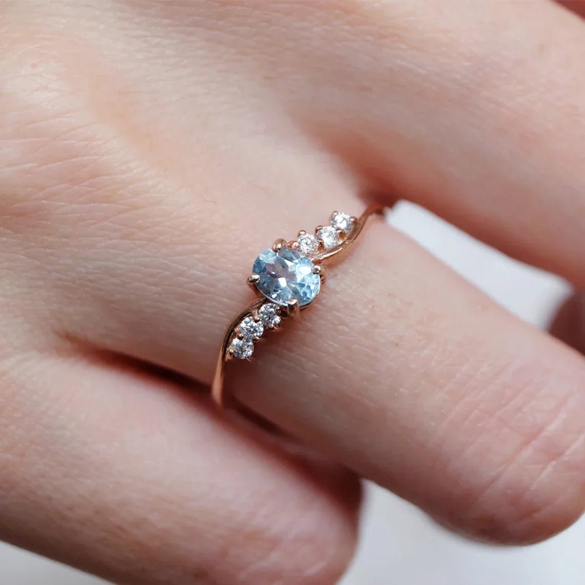 Aquamarine Diamond Ring Avdotya - SOVATS