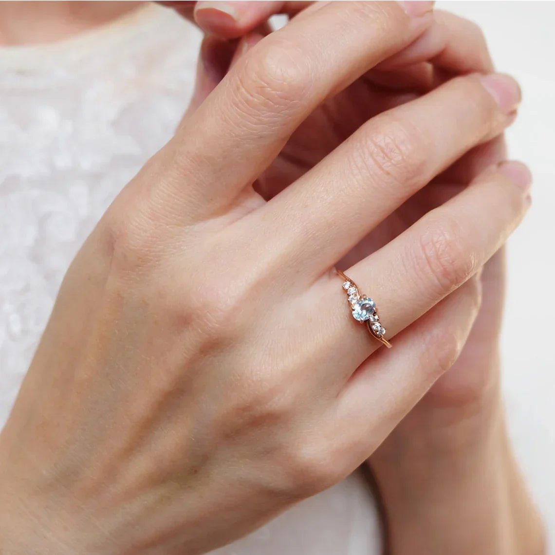 Aquamarine Diamond Ring Avdotya - SOVATS