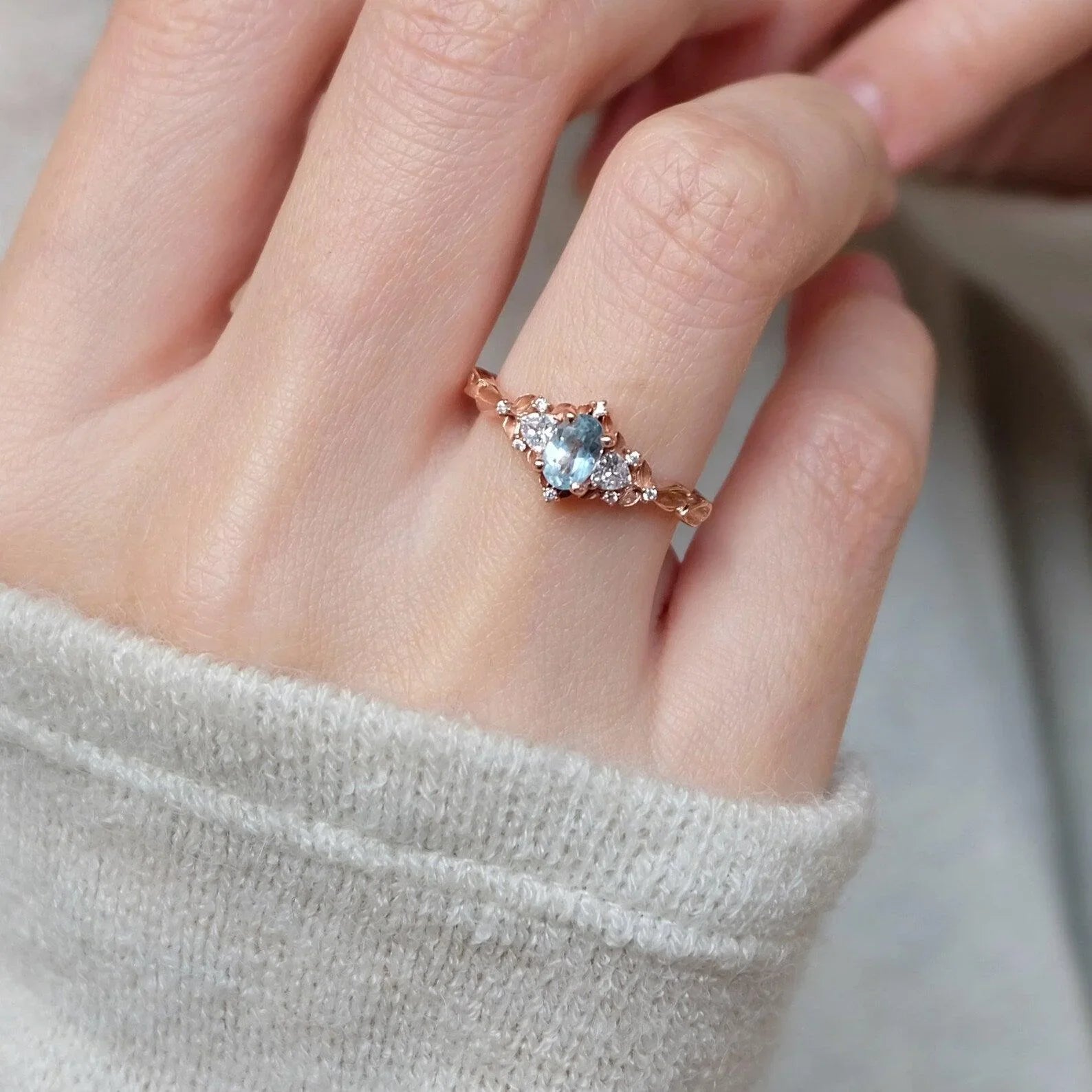 Aquamarine Engagement Ring Kiran - SOVATS