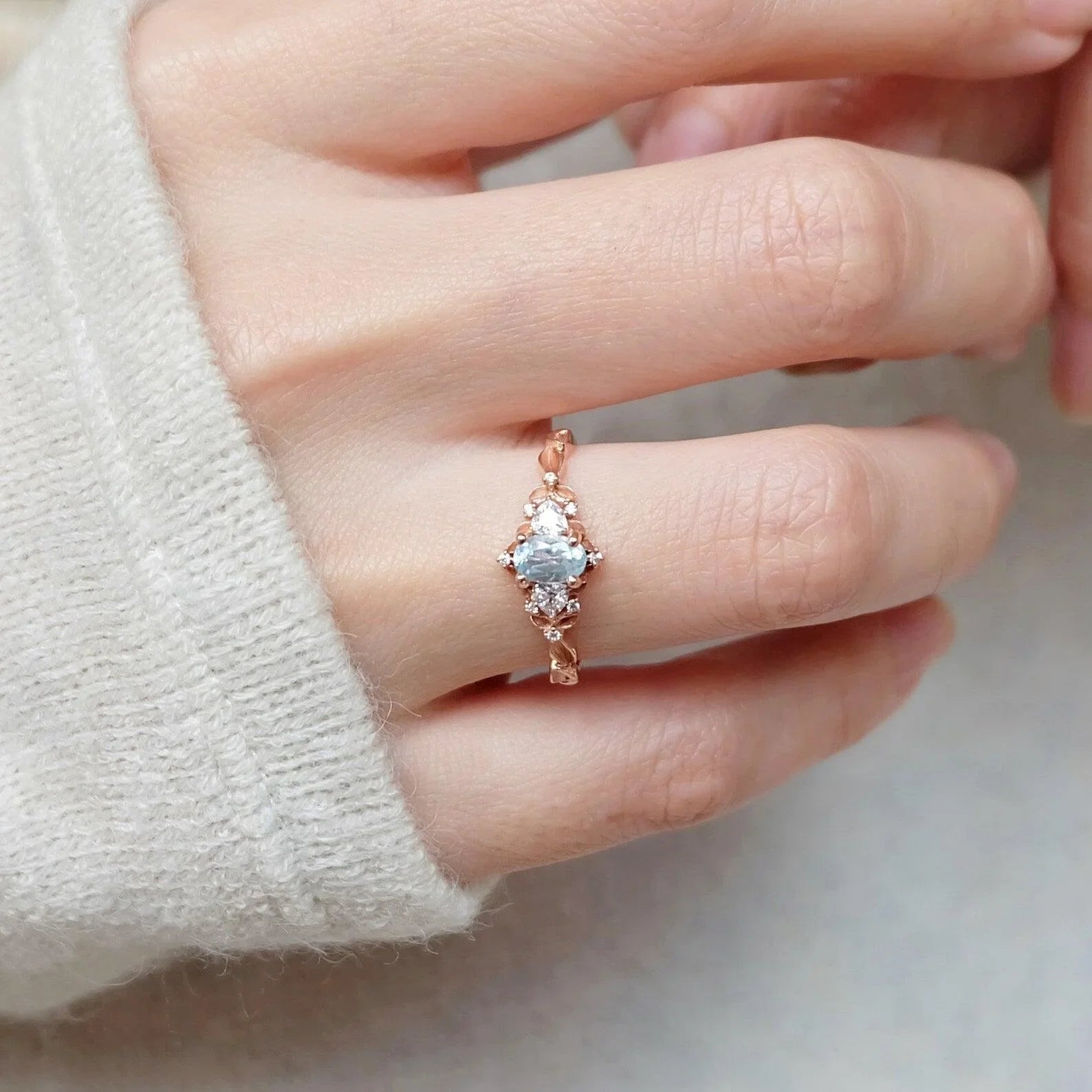 Aquamarine Engagement Ring Kiran - SOVATS
