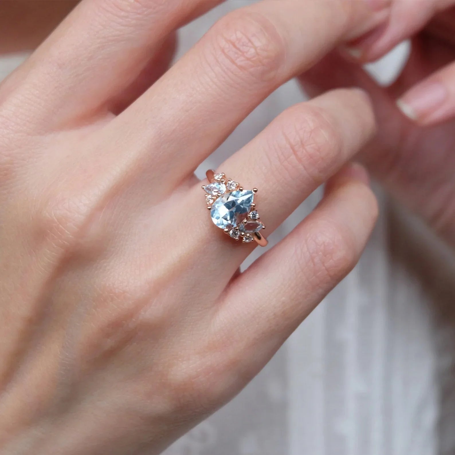 Aquamarine Engagement Ring Salma - SOVATS