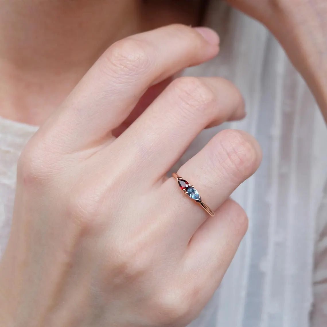 Aquamarine Garnet Ring Hamelin - SOVATS