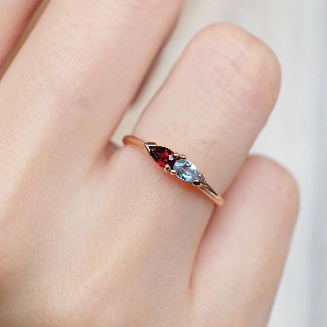 Aquamarine Garnet Ring Hamelin - SOVATS