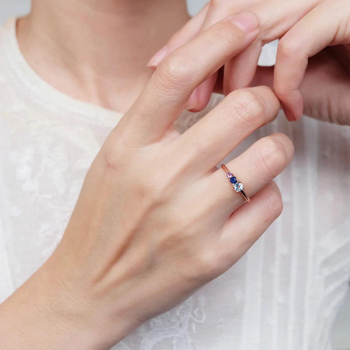 Aquamarine Sapphire Amethyst Ring Kroos - SOVATS