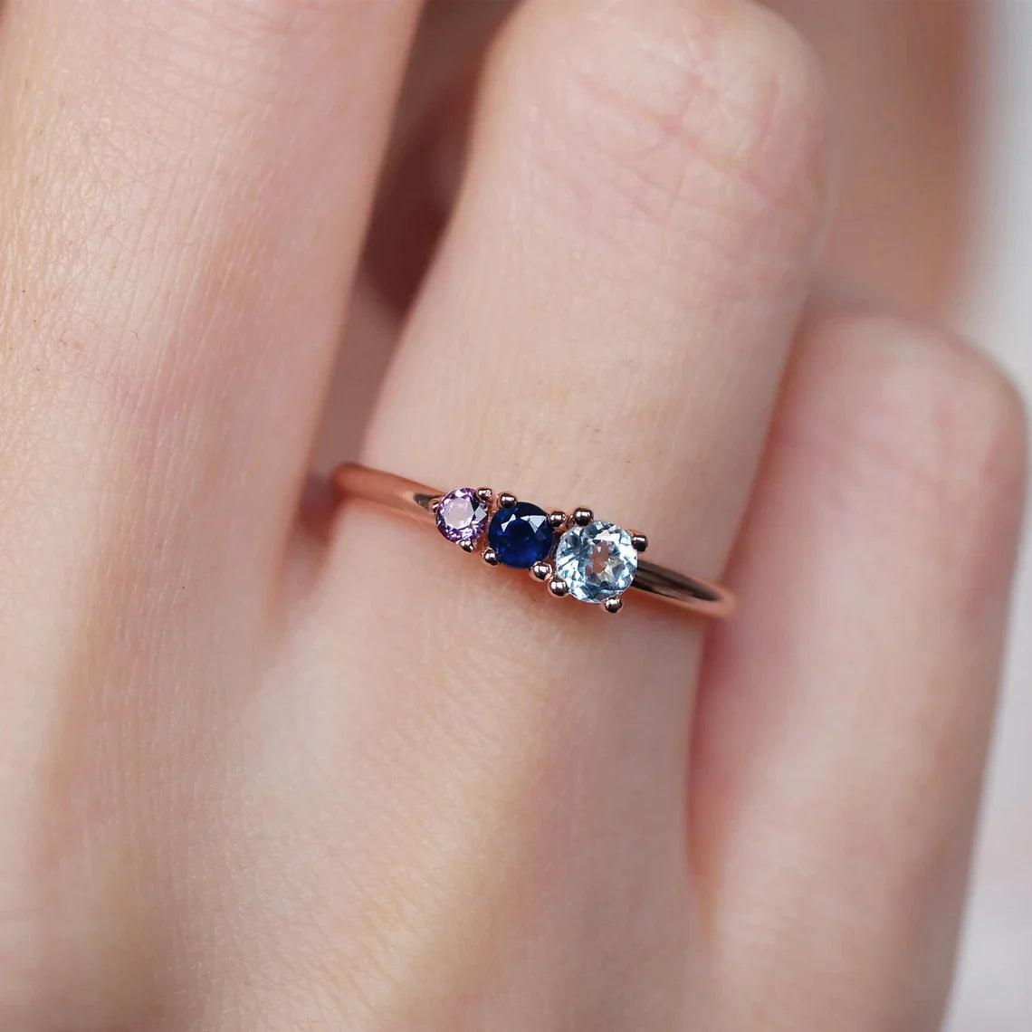 Aquamarine Sapphire Amethyst Ring Kroos - SOVATS
