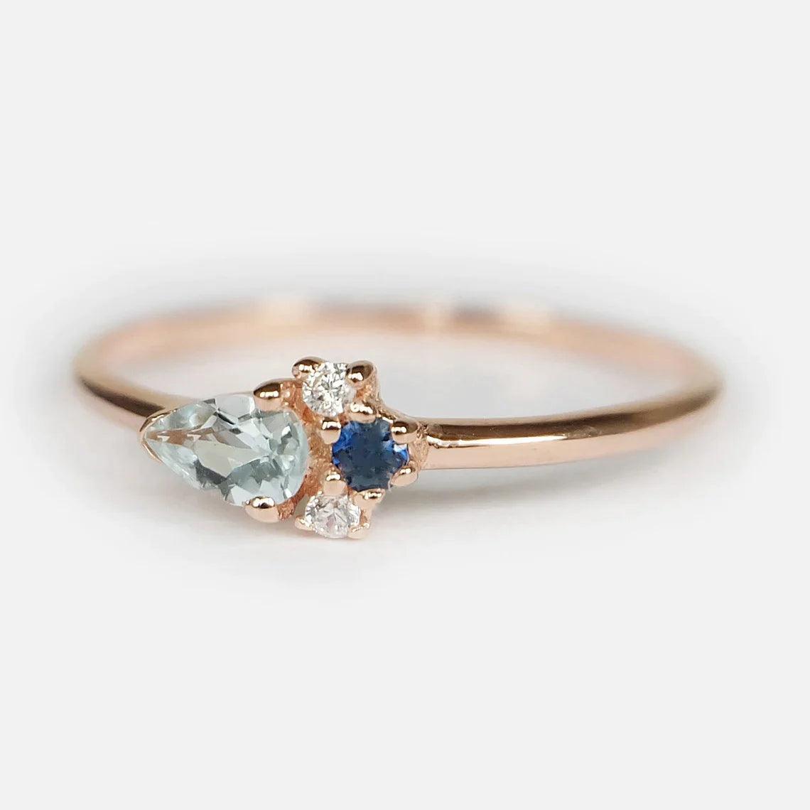 Aquamarine Sapphire Diamond Ring Eleanor - SOVATS