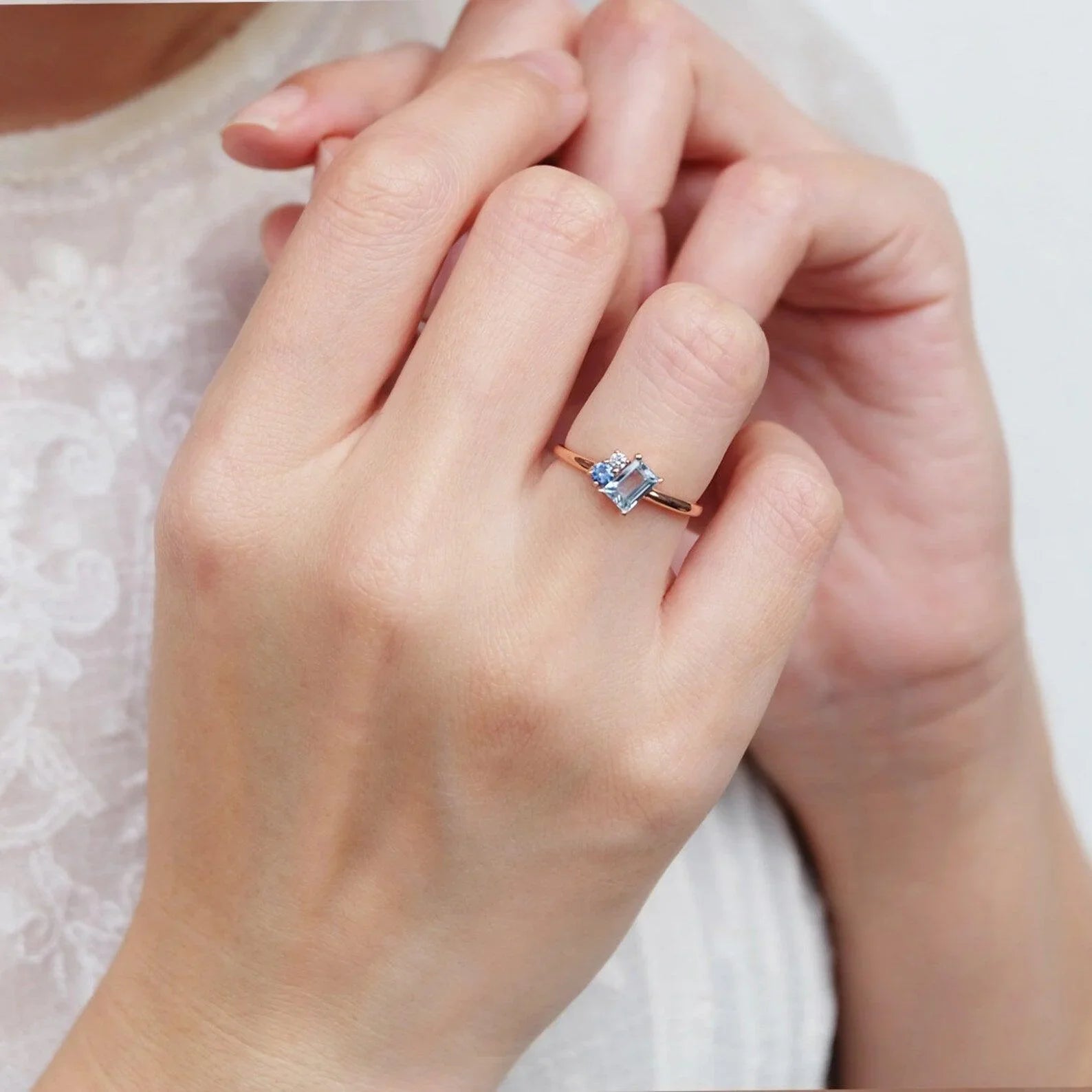 Aquamarine Sapphire Diamond Ring Tiphaine - SOVATS