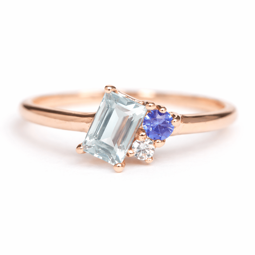 Aquamarine Sapphire Diamond Ring Tiphaine - SOVATS