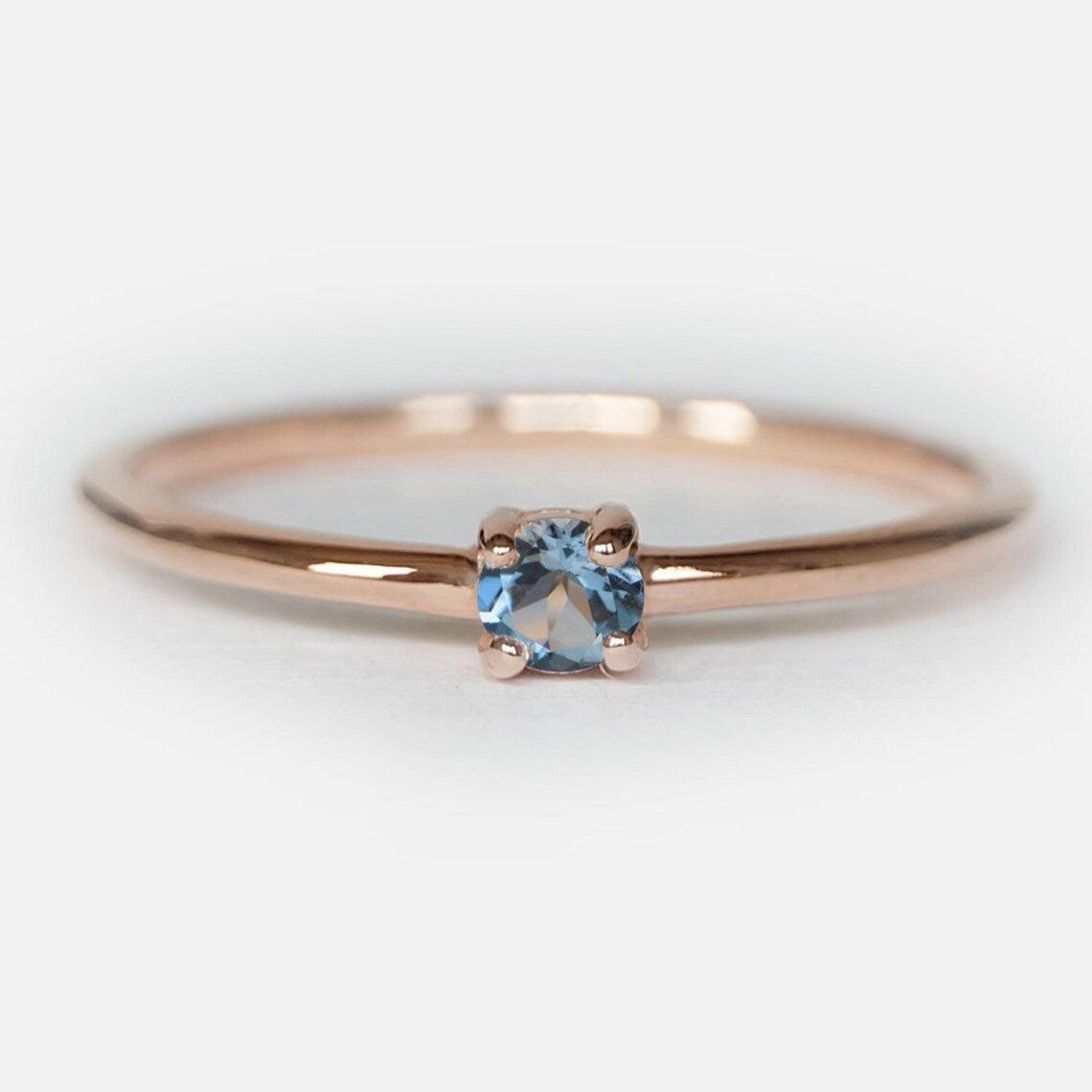 Aquamarine Solitaire Ring Asal - SOVATS