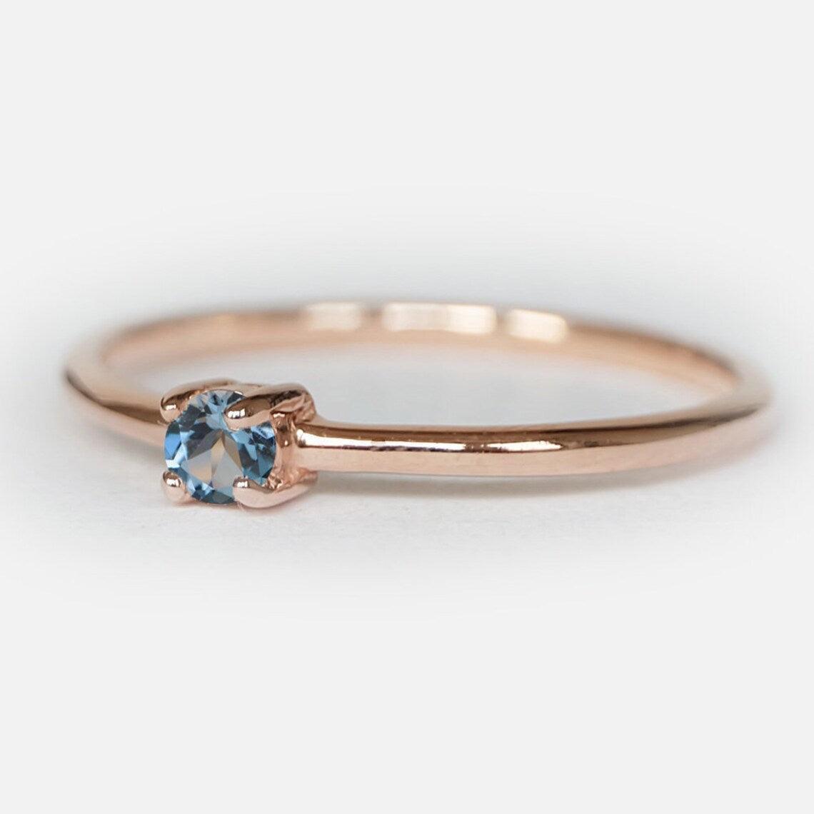 Aquamarine Solitaire Ring Asal - SOVATS