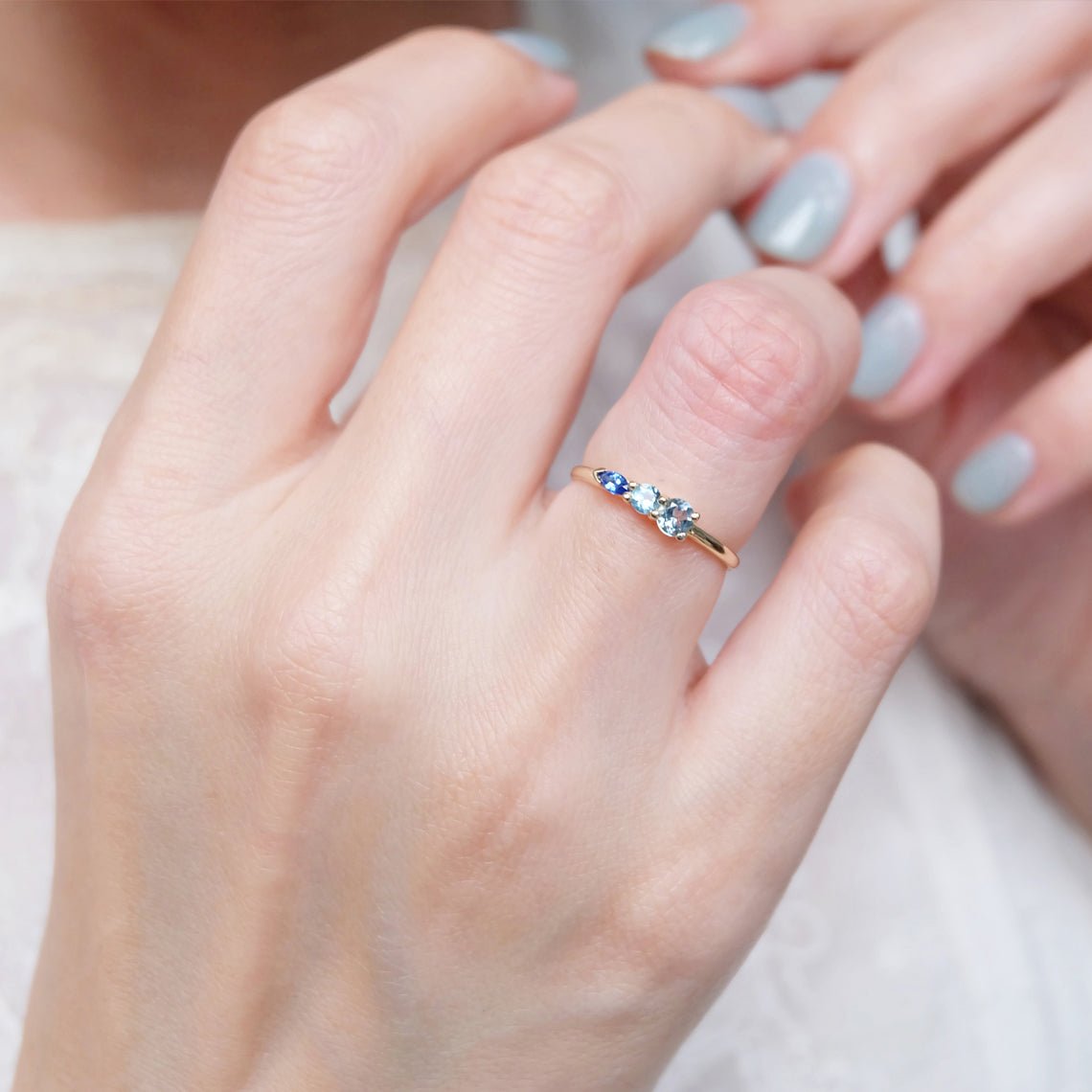 Aquamarine Topaz Sapphire Ring Chu - SOVATS