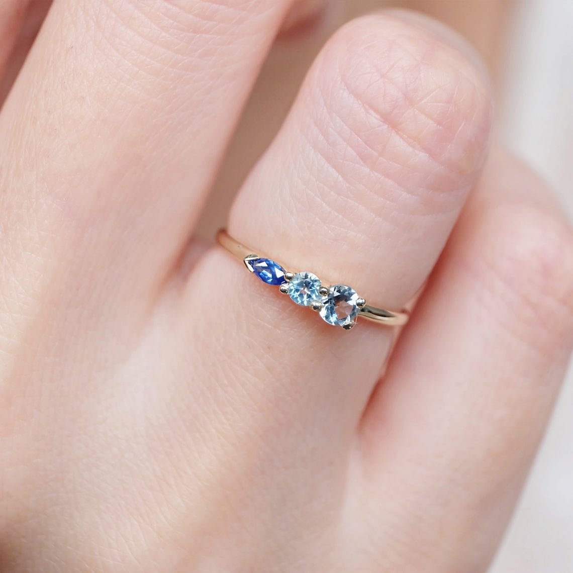 Aquamarine Topaz Sapphire Ring Chu - SOVATS