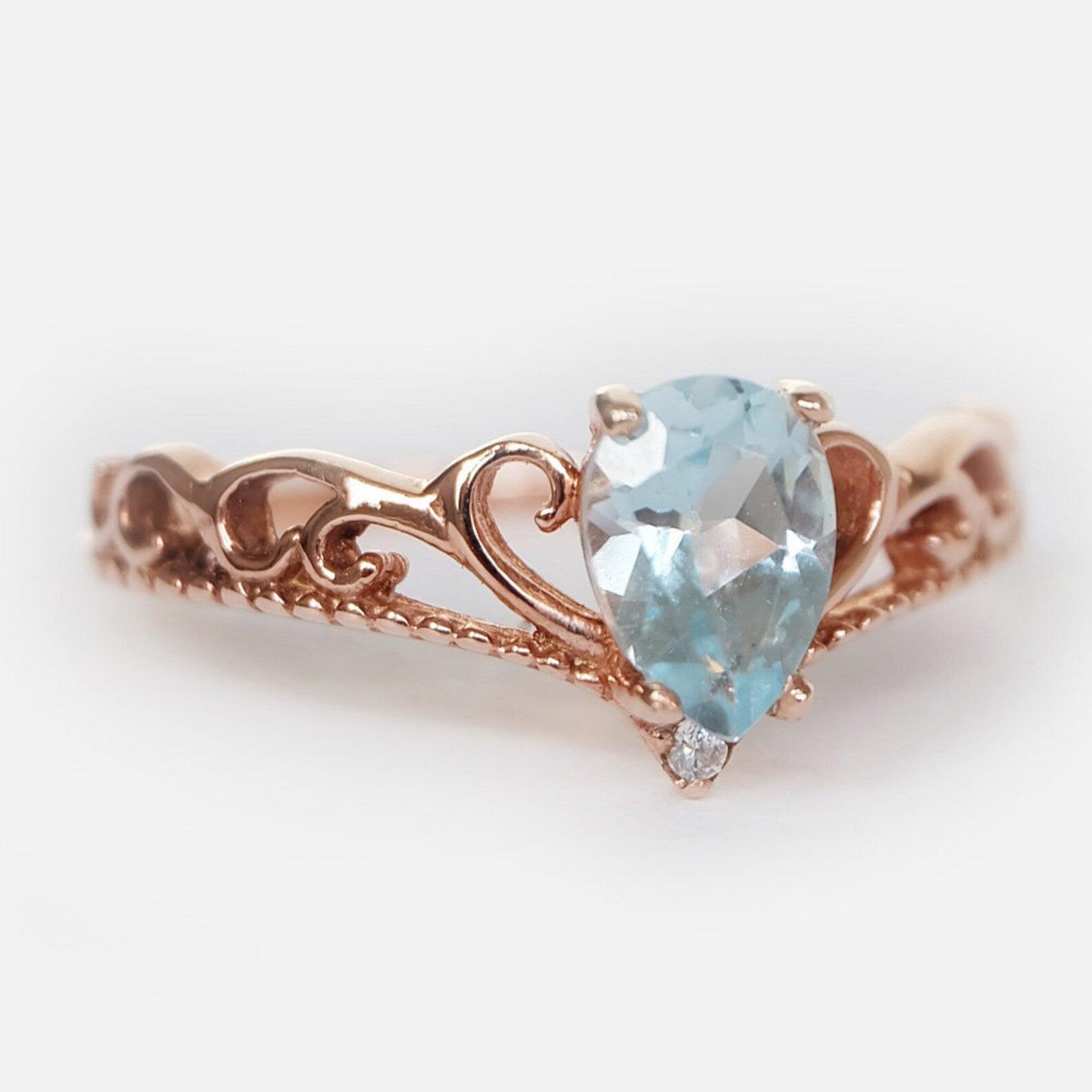 Aquamarine Vintage Ring Elise - SOVATS