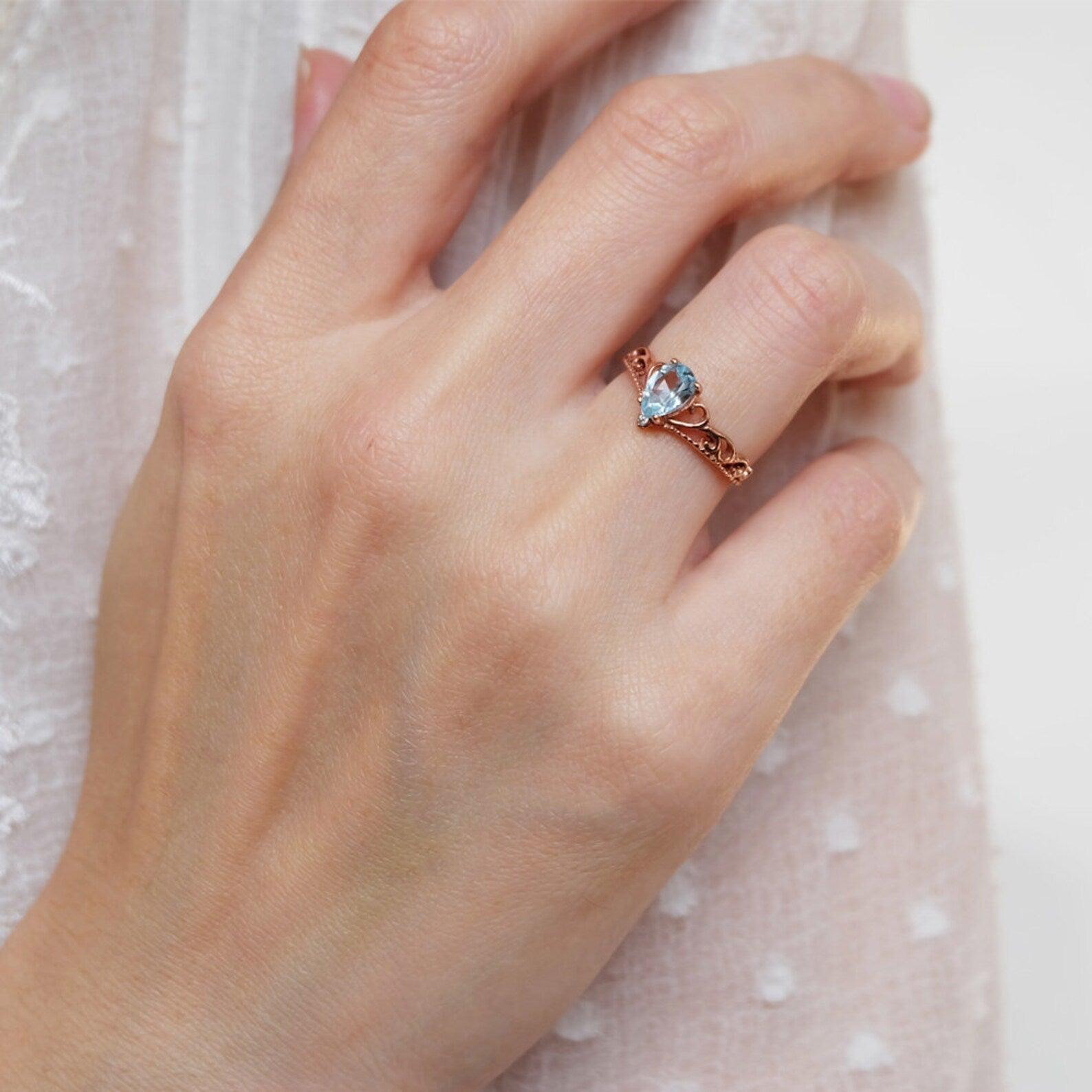 Aquamarine Vintage Ring Elise - SOVATS