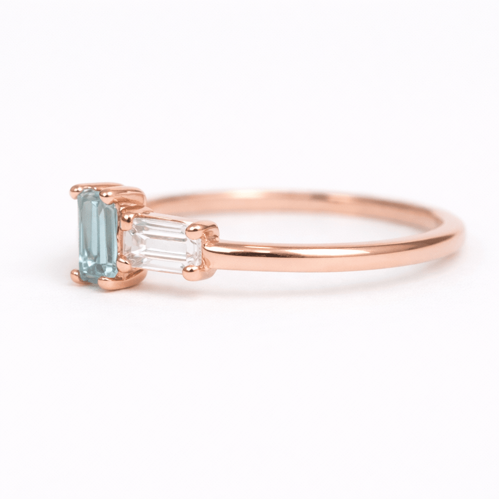 Aquamarine White Topaz Gold Ring Asteria - SOVATS