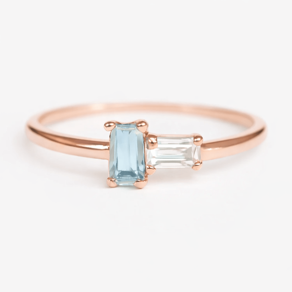 Aquamarine White Topaz Ring Asteria - SOVATS